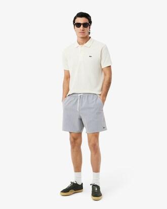 Mid Length Striped Textured Swim Trunks Product Image