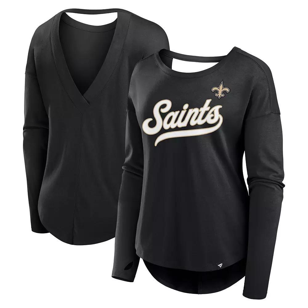 Women's Fanatics Black New Orleans Saints Core Long Sleeve Fashion T-Shirt,  Product Image