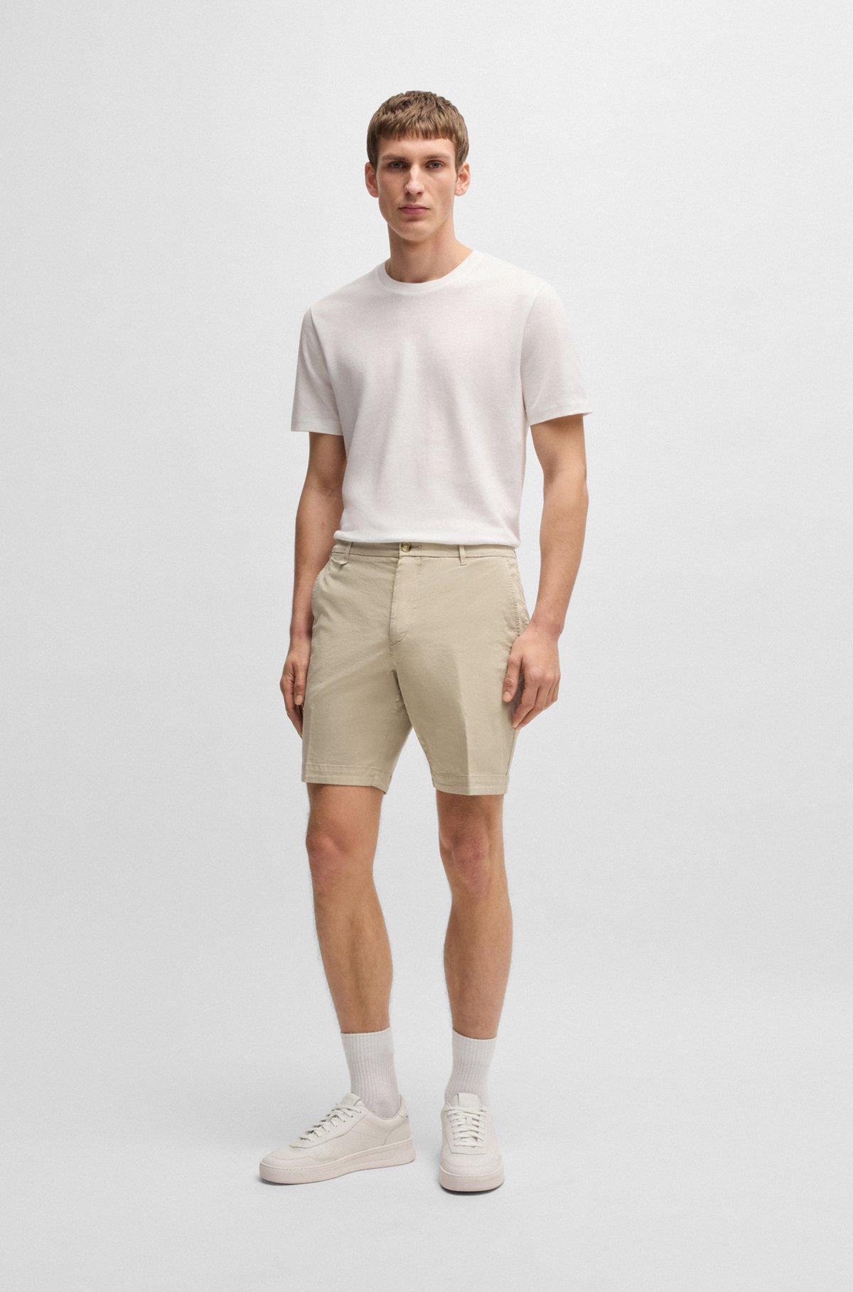 BOSS - Slim-fit shorts in stretch-cotton twill - Light Orange Product Image