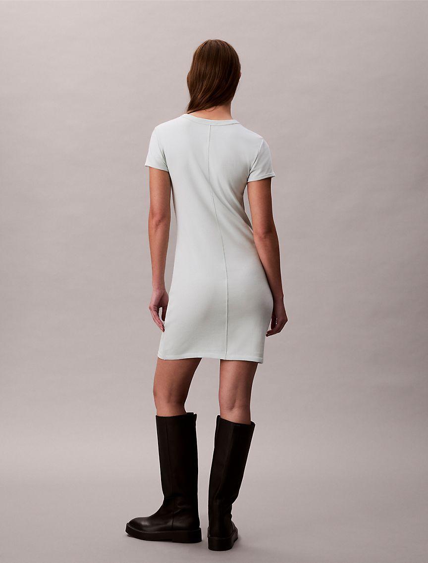 Calvin Klein Womens Cotton Contour Rib Monogram Mini Dress - Blue Product Image