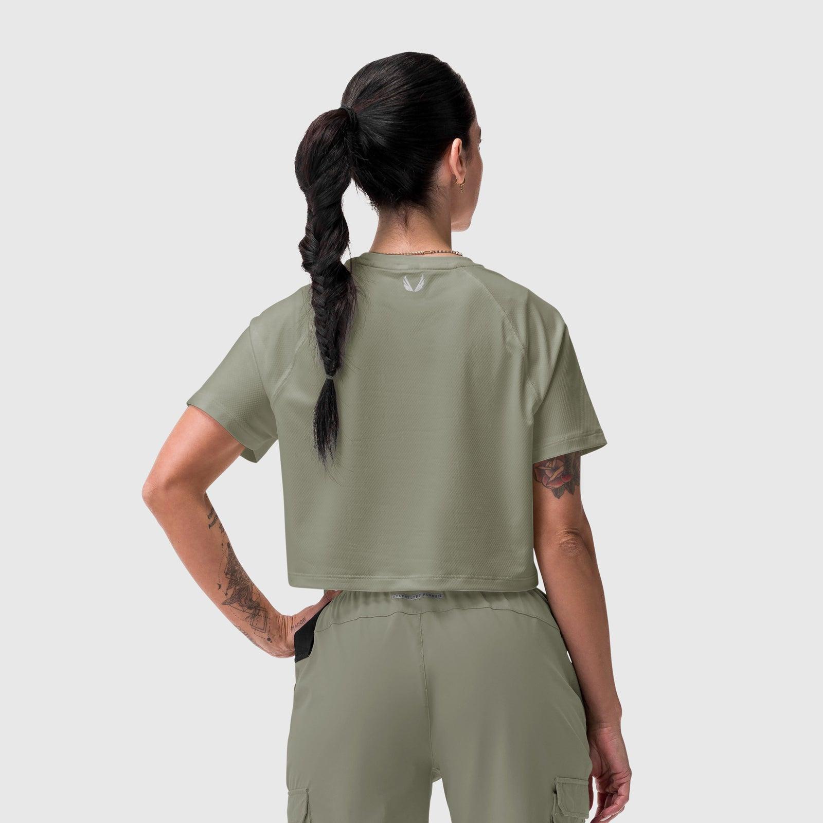W018. AeroSilver® Cropped Tee - Sage Product Image