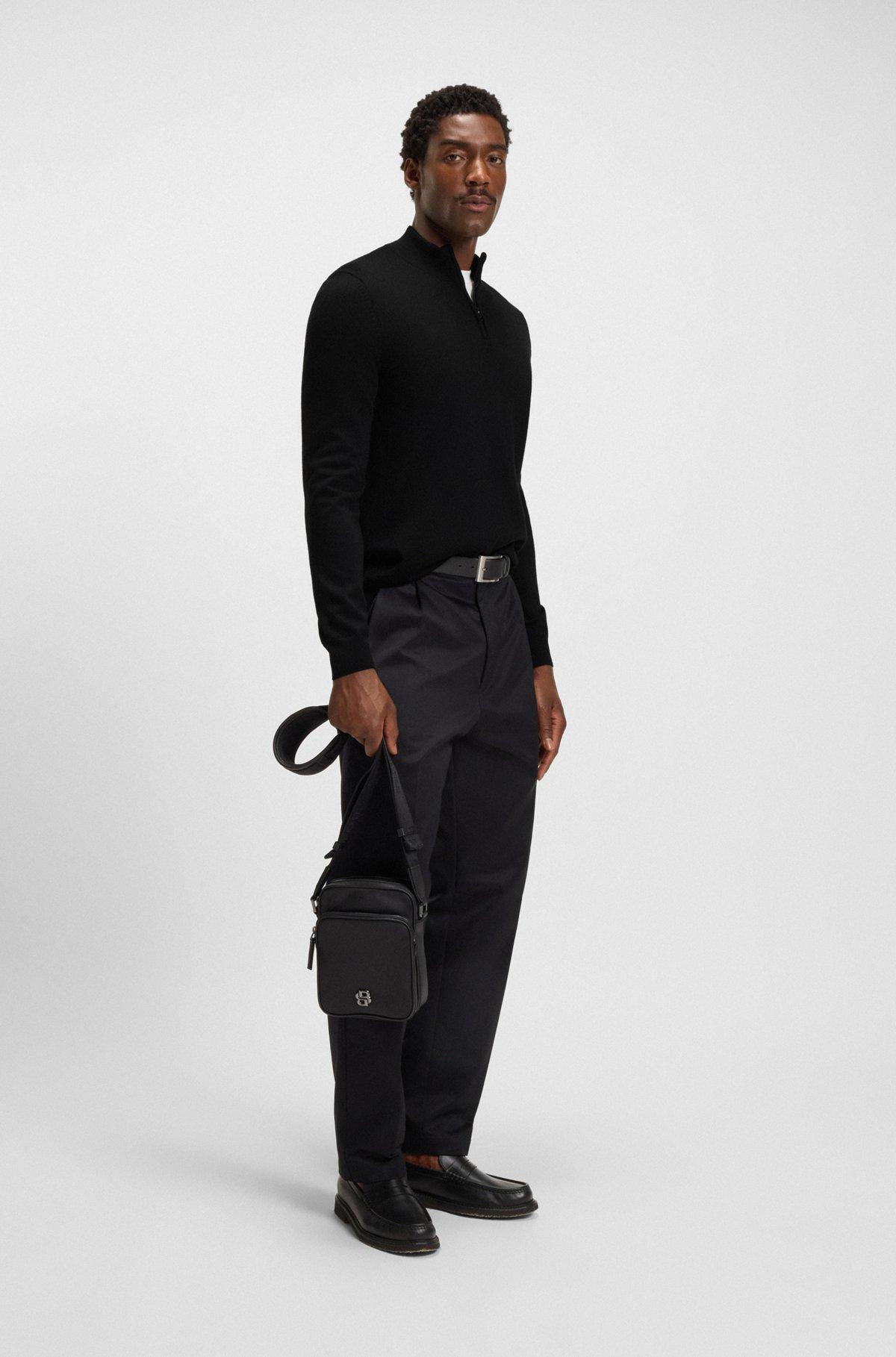 BOSS - Twill reporter bag with Double B monogram - Black Product Image