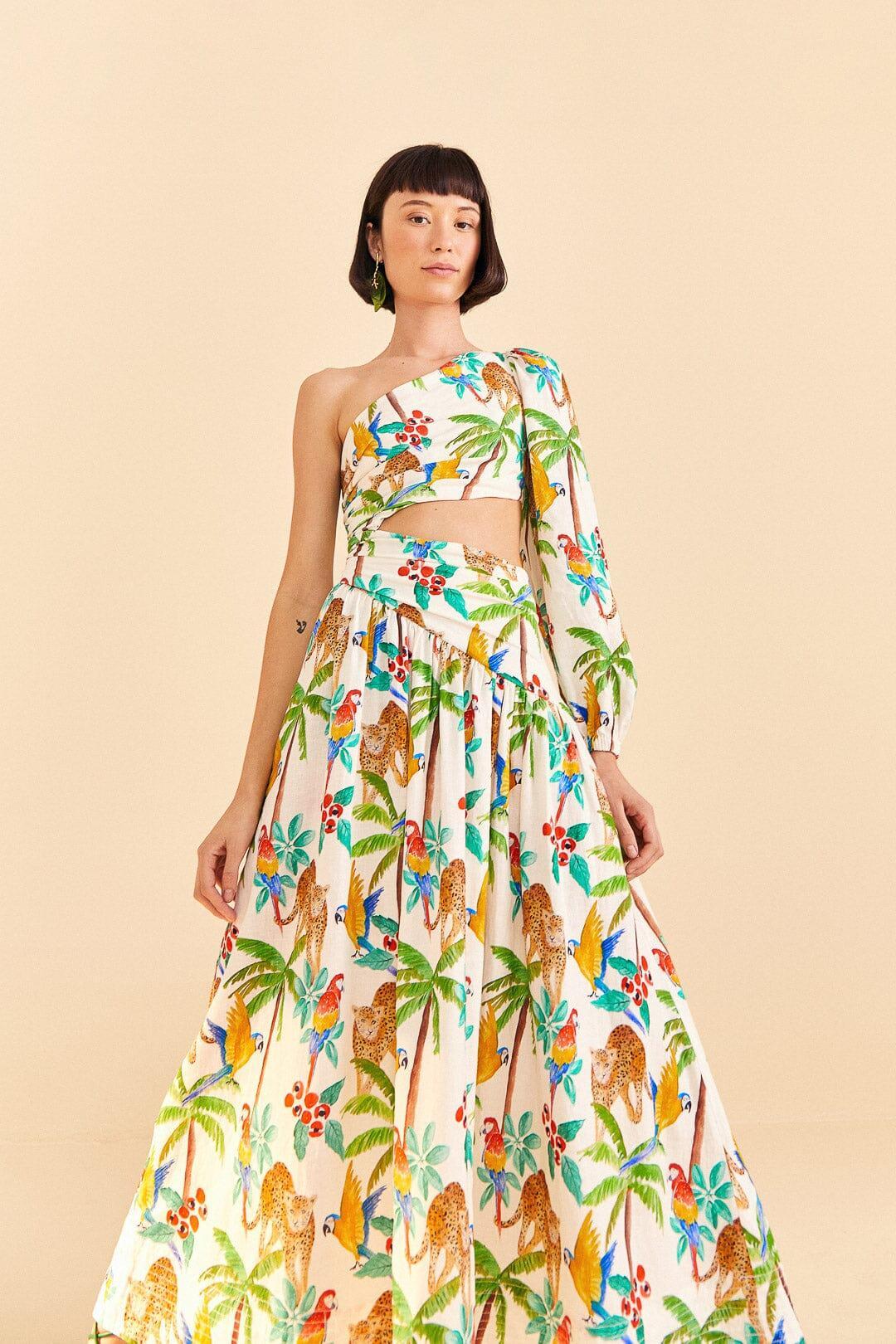 Tropical Paradise One Shoulder Midi Dress Product Image