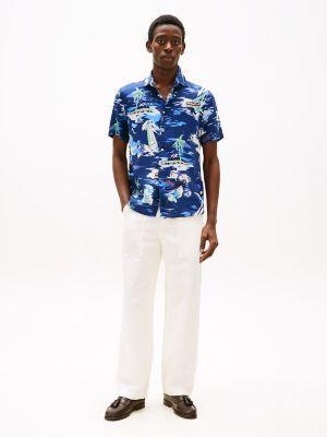 Regular Fit Linen Vacation Print Shirt Product Image