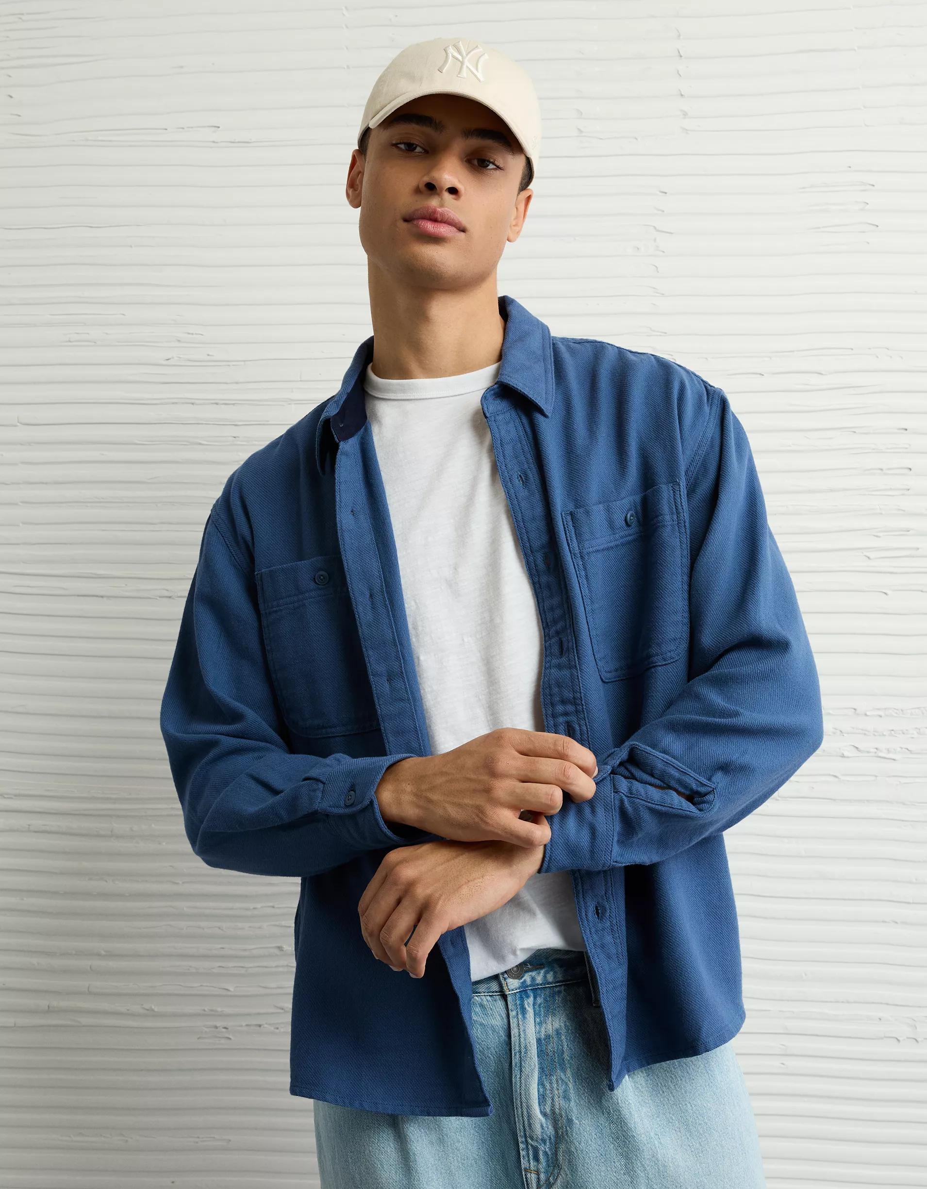 AE Textured Flannel Shirt Product Image