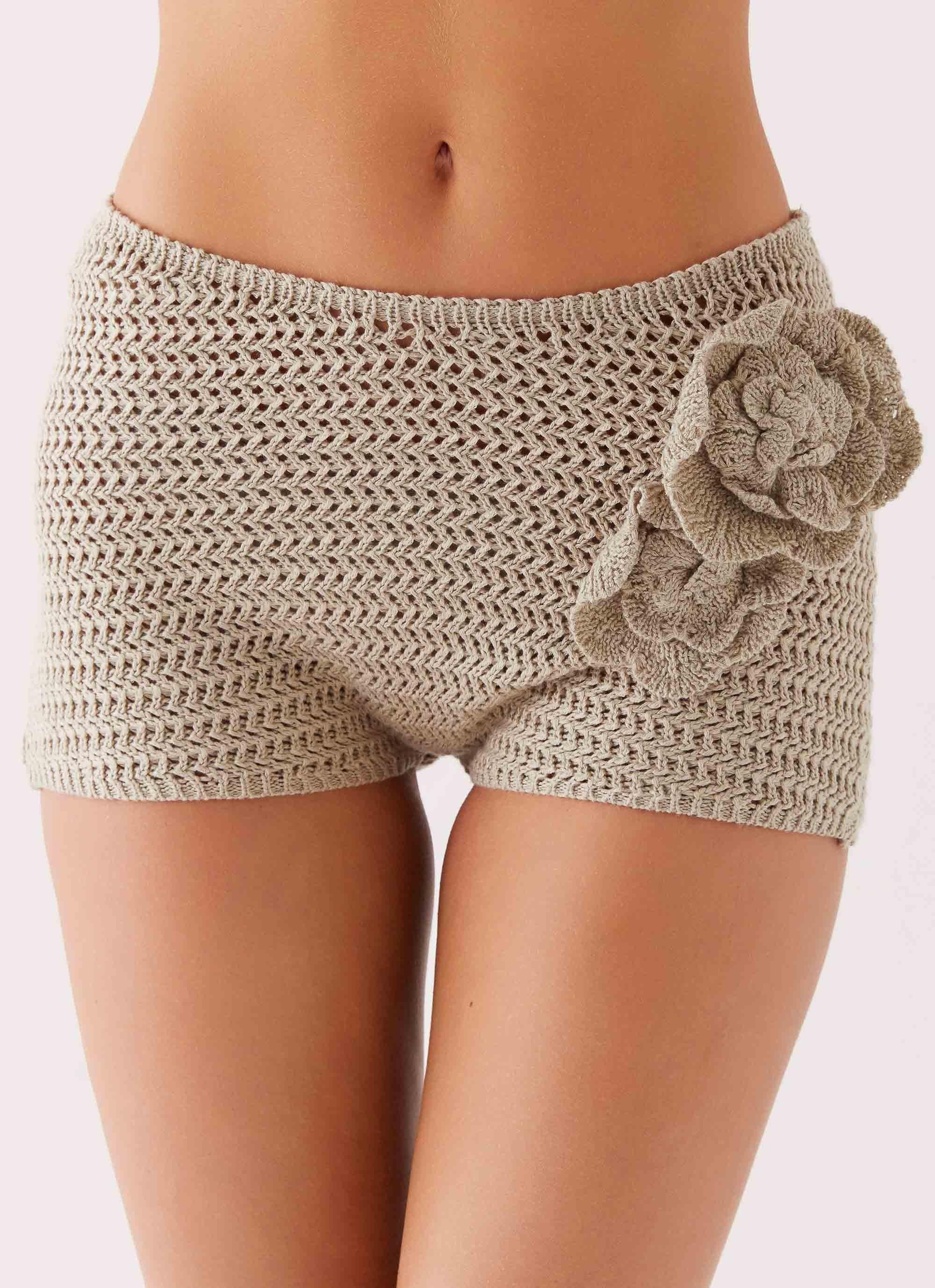 Maia Rose Crochet Mini Shorts - Sage Product Image