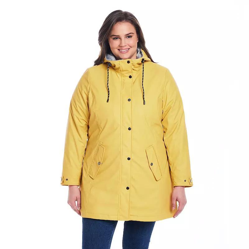 Plus Size Weathercast Hooded Midweight Rain Jacket, Women's, Size: 2XL, Yellow Yellow Product Image