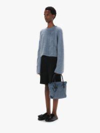 SMALL PUFFY ANCHOR TOTE - VELVET PRINTED DENIM TOTE BAG in blue | JW Anderson US  Product Image