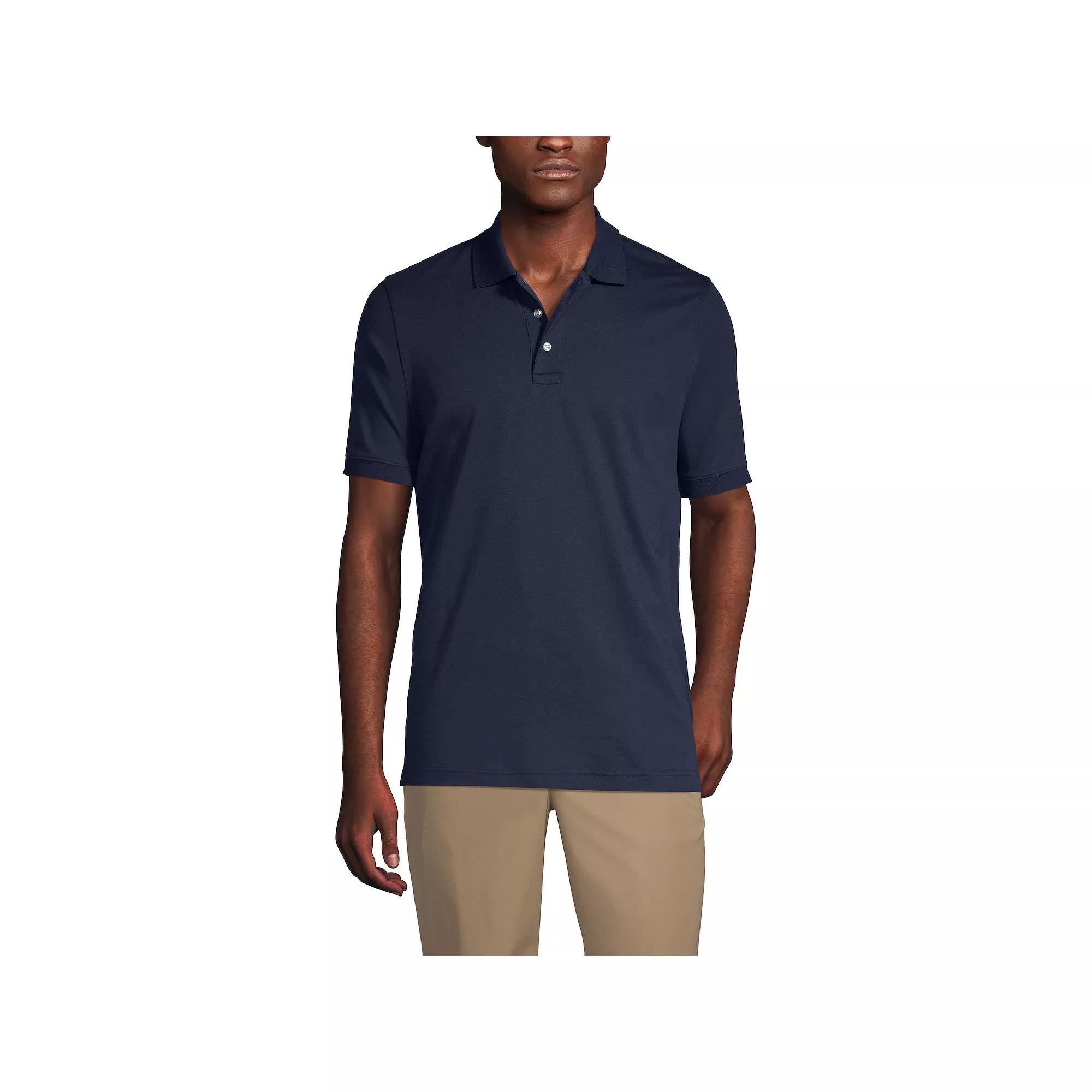 Men's Lands' End Short Sleeve Interlock Polo Shirt, Size: Small, Classic Blue Product Image