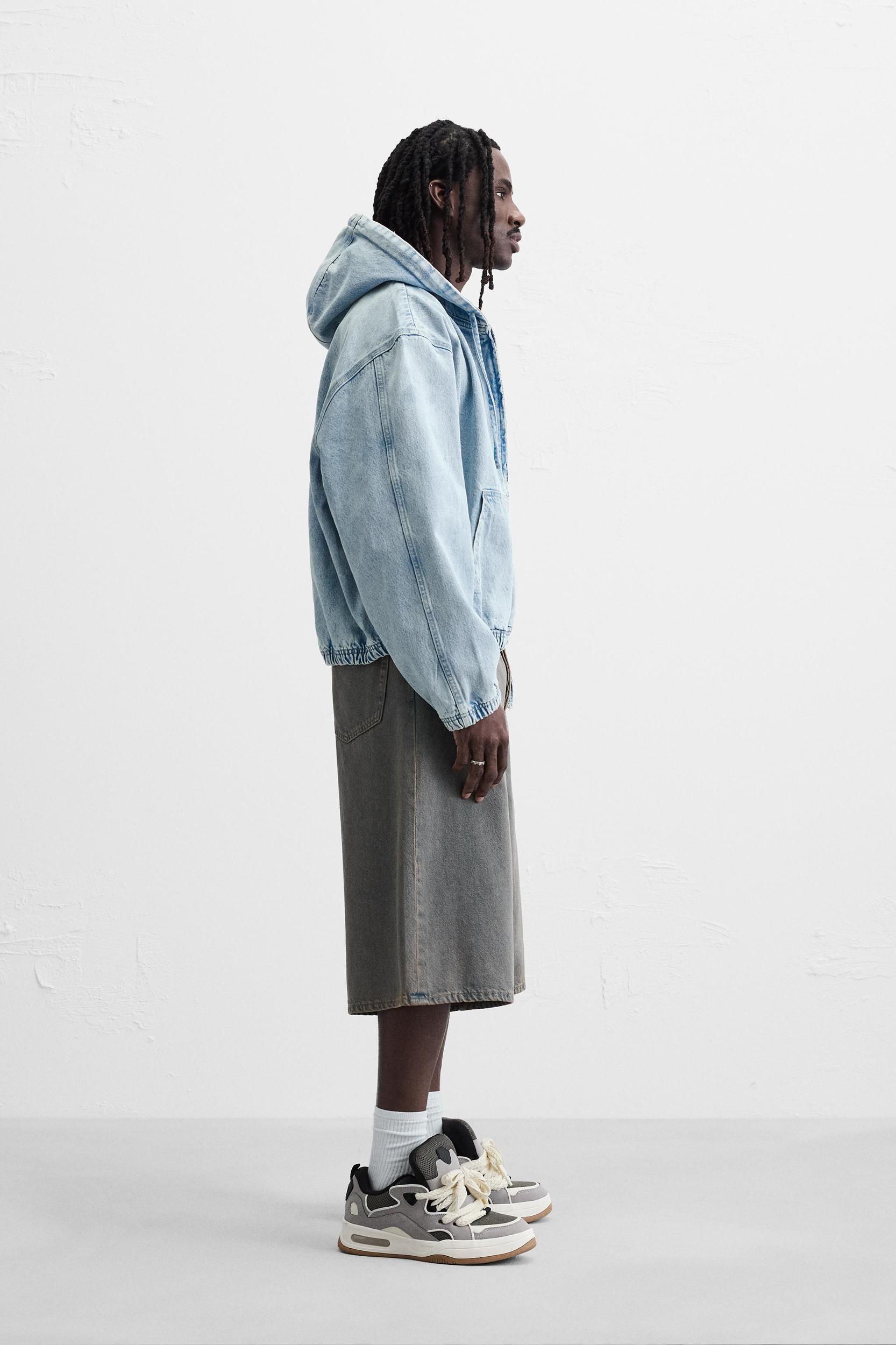 HOODED DENIM JACKET Product Image