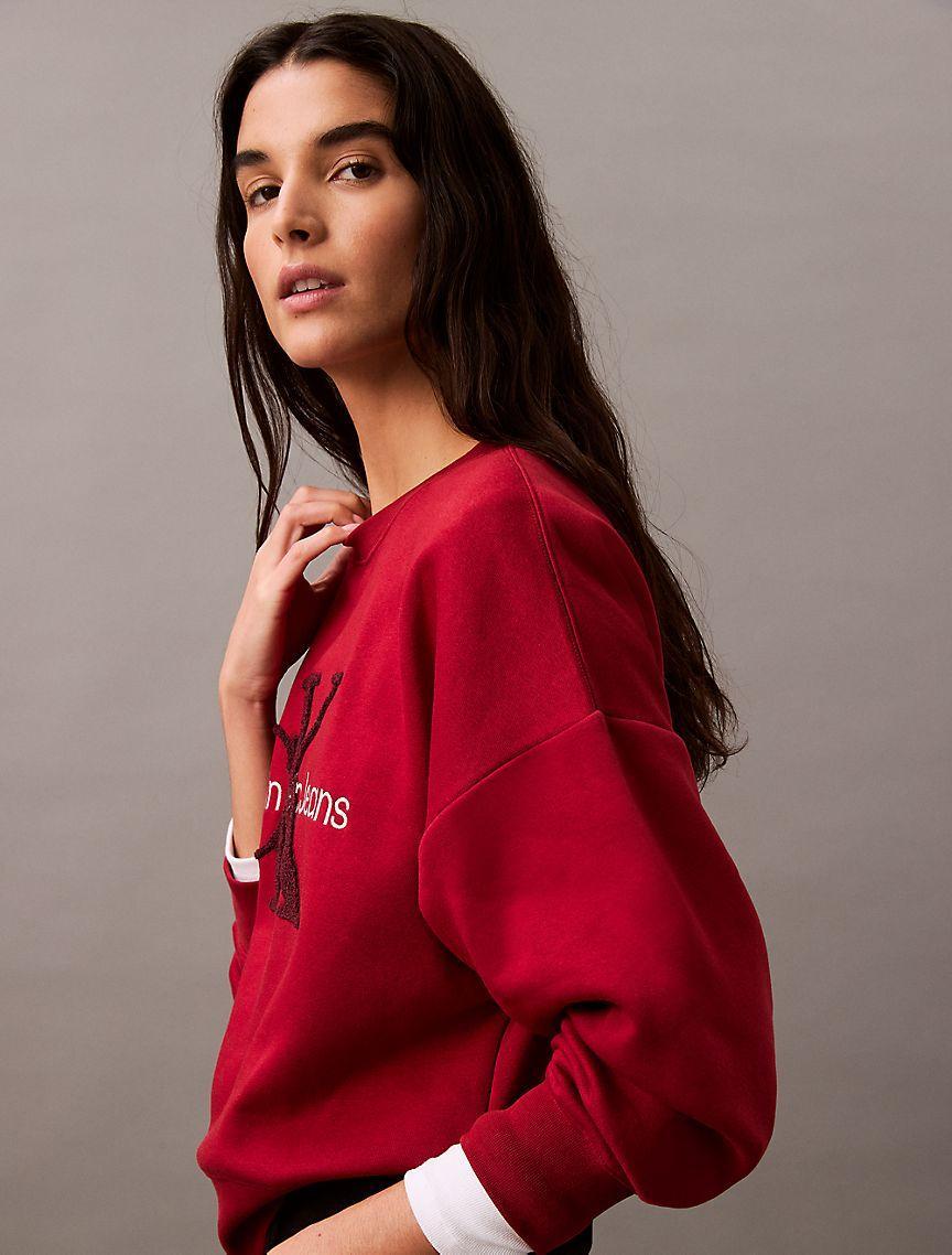 Chenille Monogram Logo Fleece Crewneck Sweatshirt Product Image