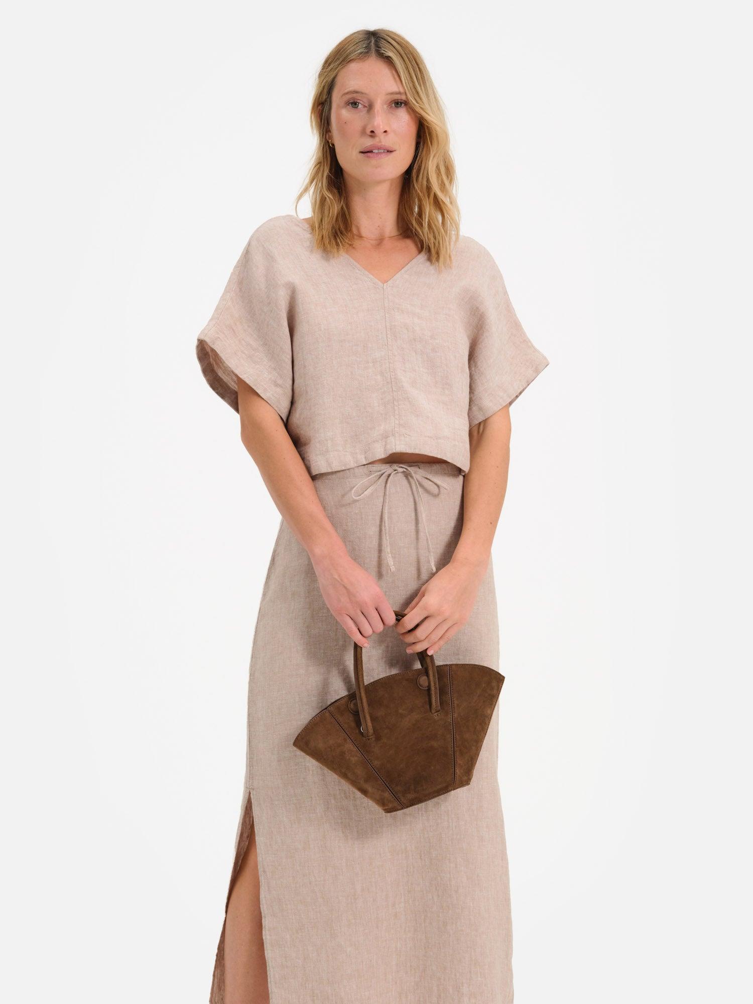 Organic Linen Midi Skirt Female Product Image