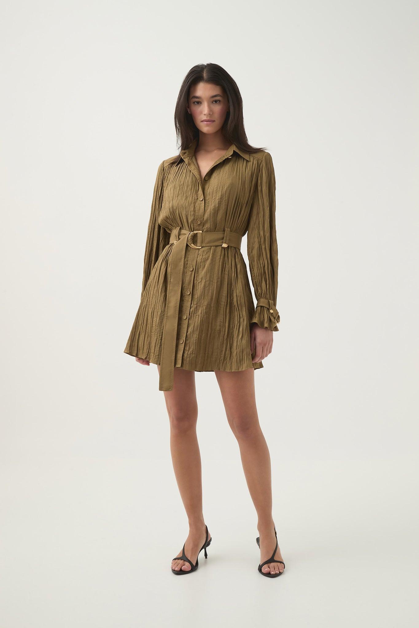 Bays Crushed Pleat Mini Dress Product Image