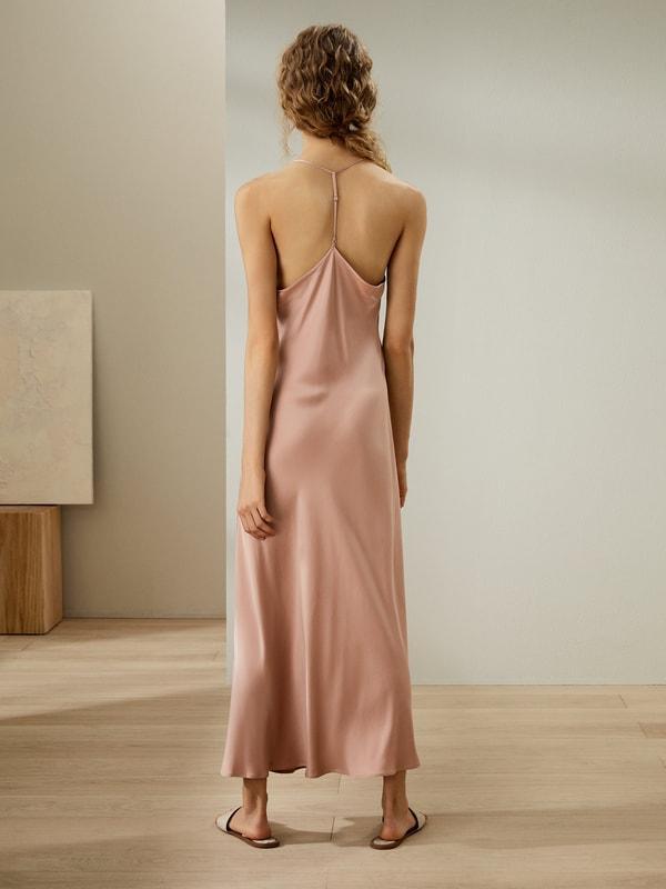 Minimalist Silk Suede Maxi Nightdress Product Image