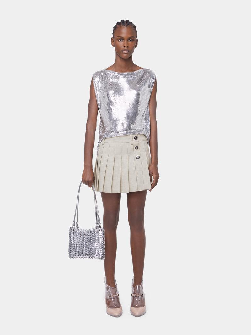 Top in a silver mini mesh Product Image