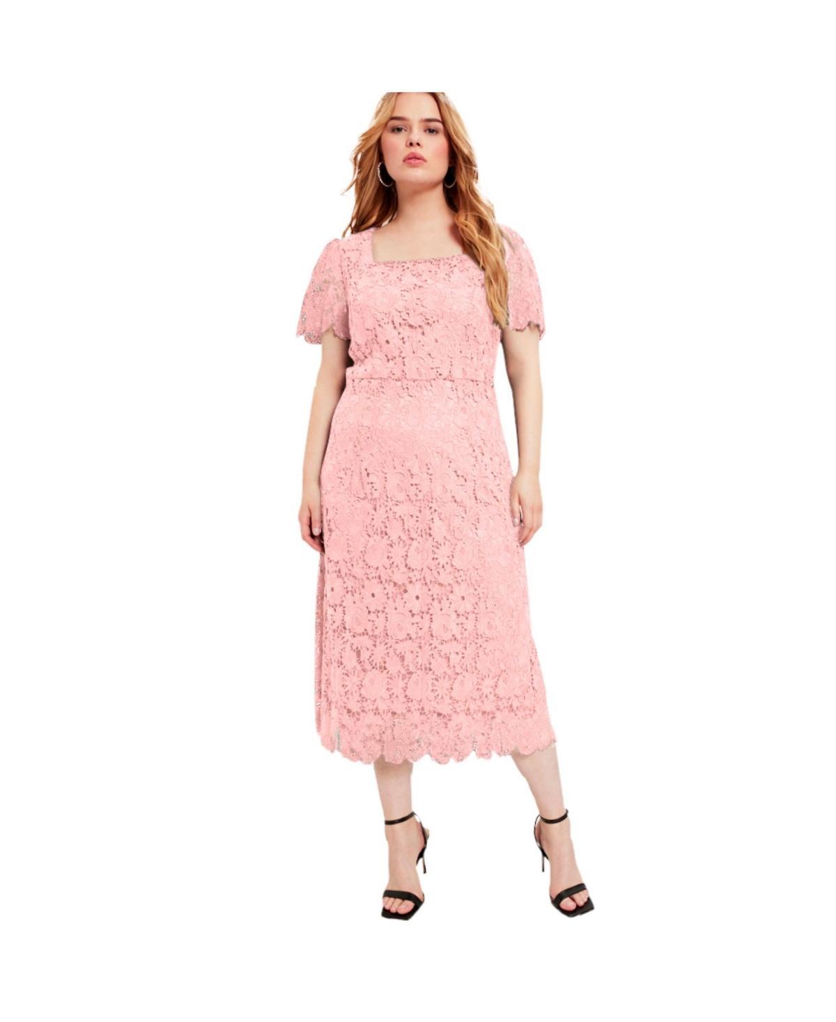 June + Vie Womens June + Vie Square-Neck Lace Jessica Dress Product Image