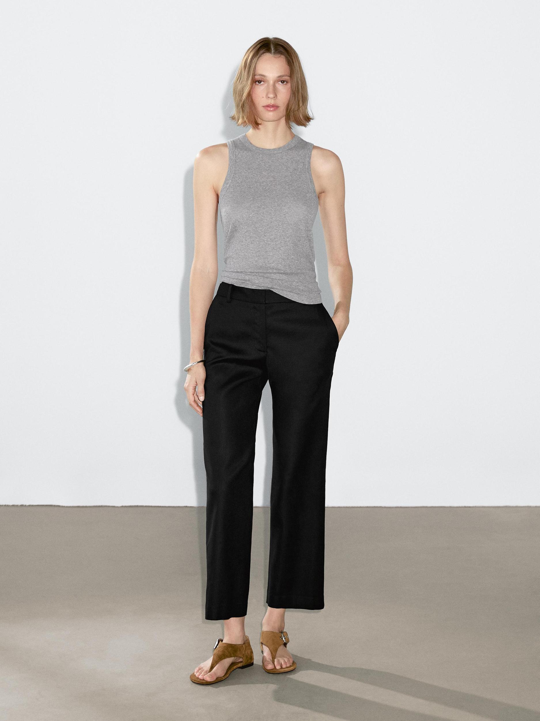 Stretch trousers with linen Product Image