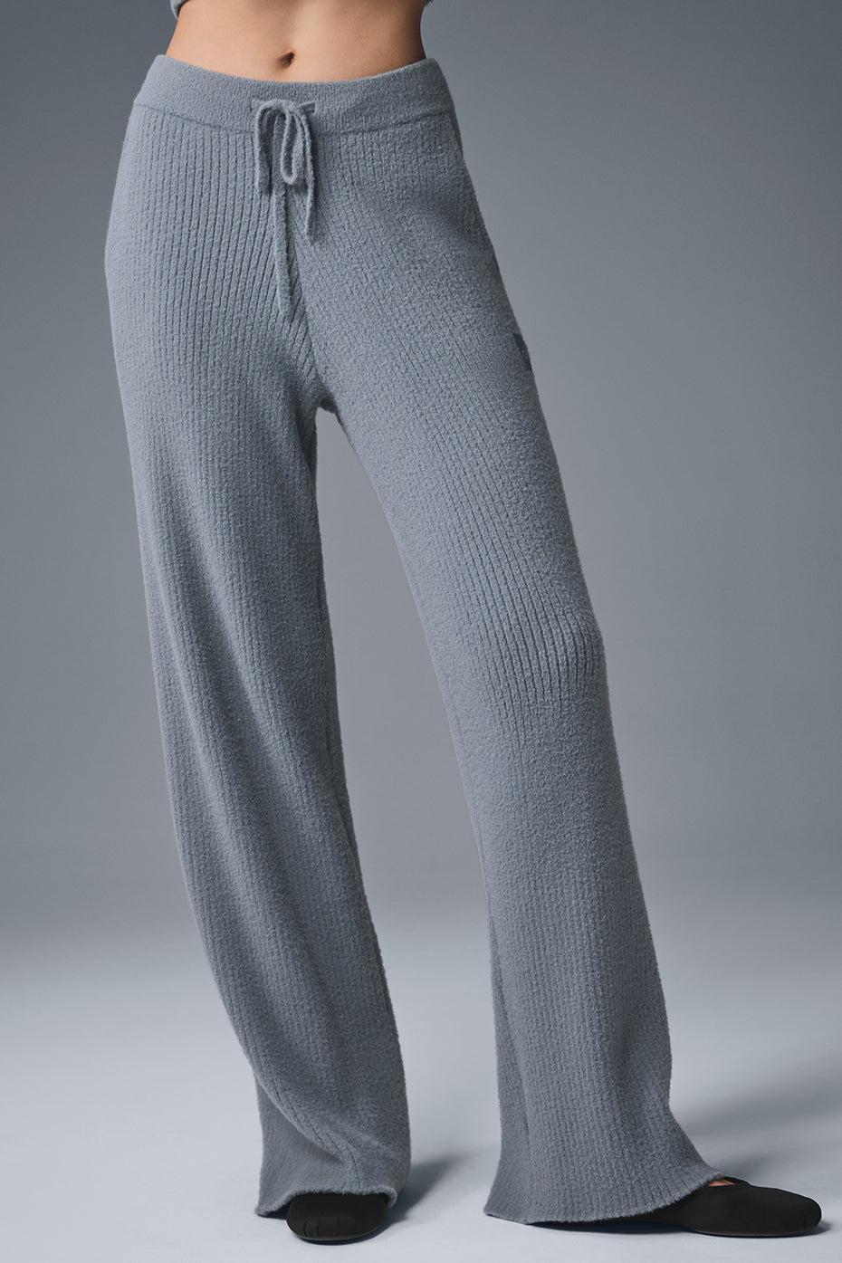 Snuggle Up Sweater High-Waist Wide Leg Pant - Steel Grey Product Image