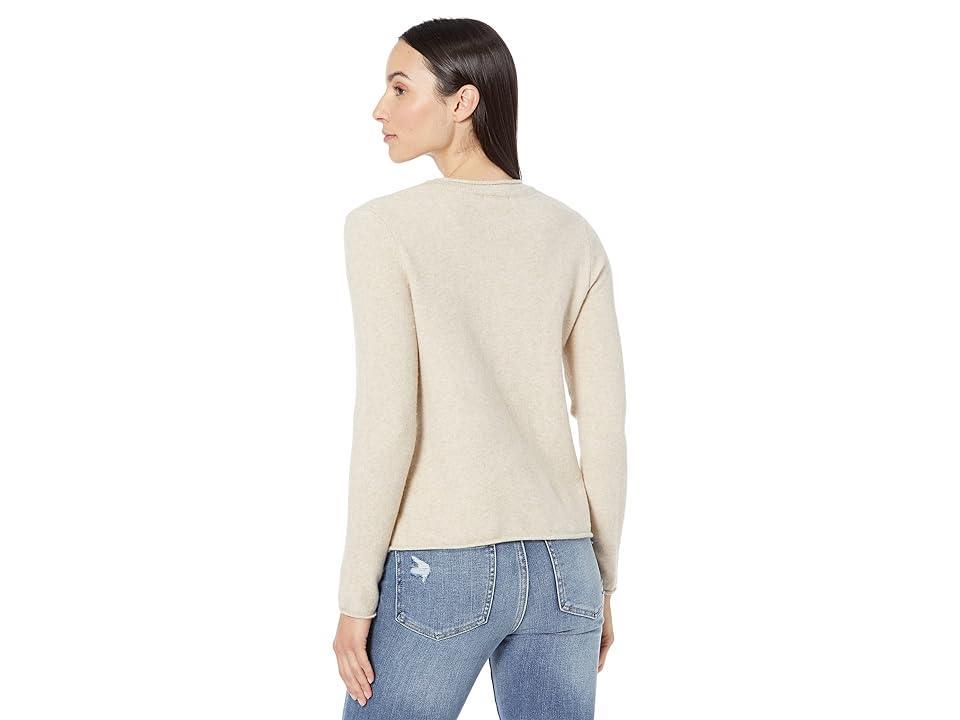 Calvin Klein Crew Neck Rolled Hem (Heather Latte) Women's Clothing Product Image