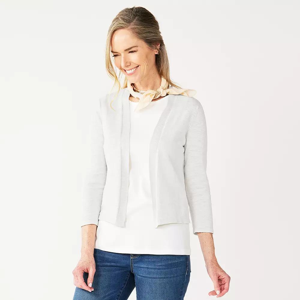 Petite Croft & Barrow® Open-Front Cardigan, Women's,  Product Image