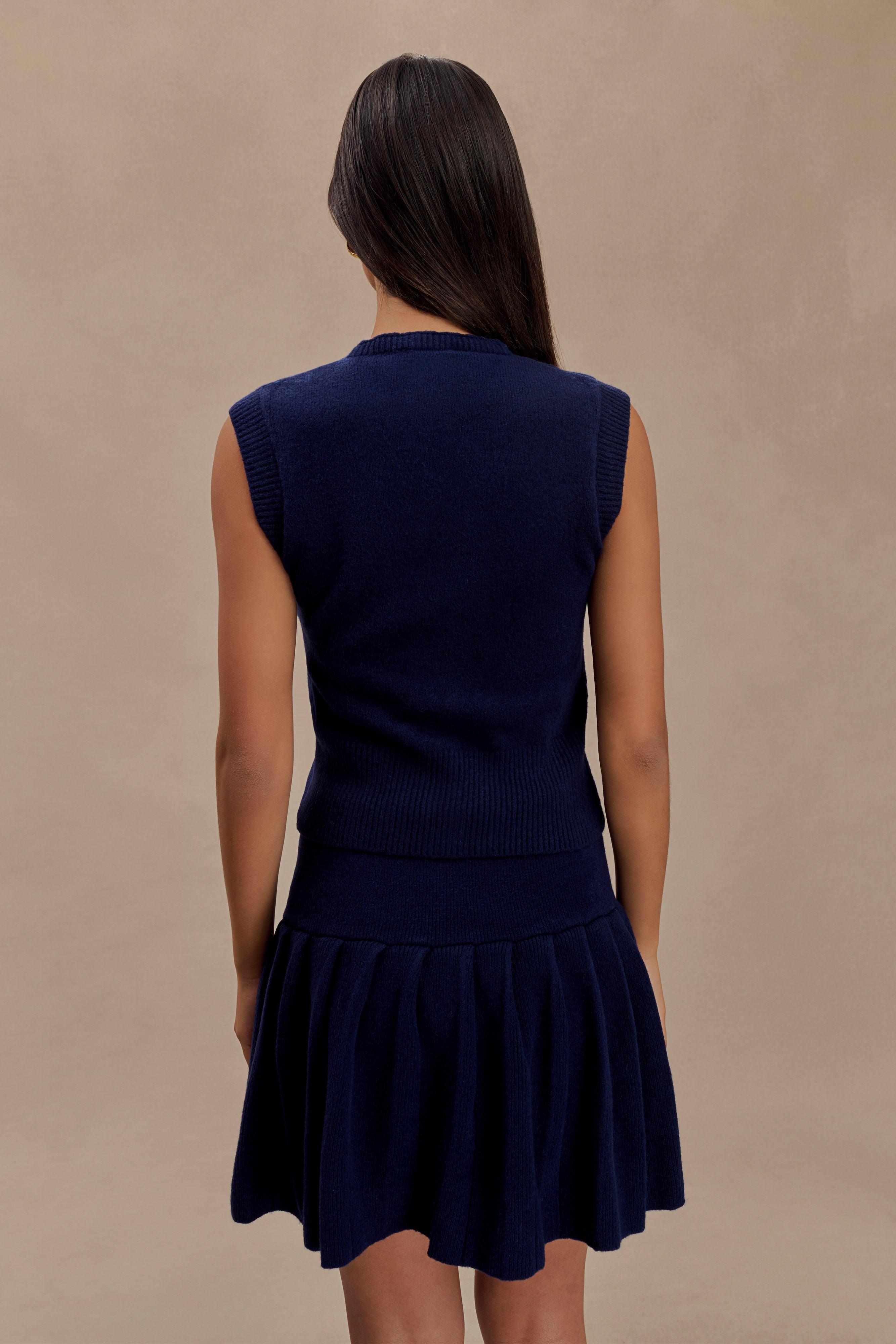 Dionne Sleeveless Knit Vest - Dark Navy Product Image