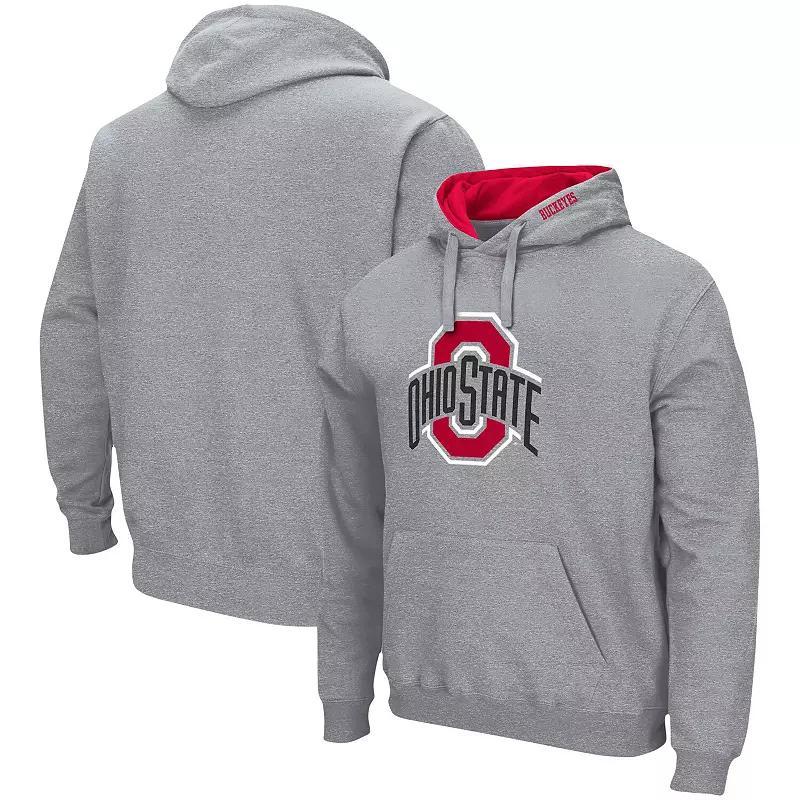 Men's Colosseum Heather Gray Ohio State Buckeyes Arch & Logo 3.0 Pullover Hoodie,  Product Image