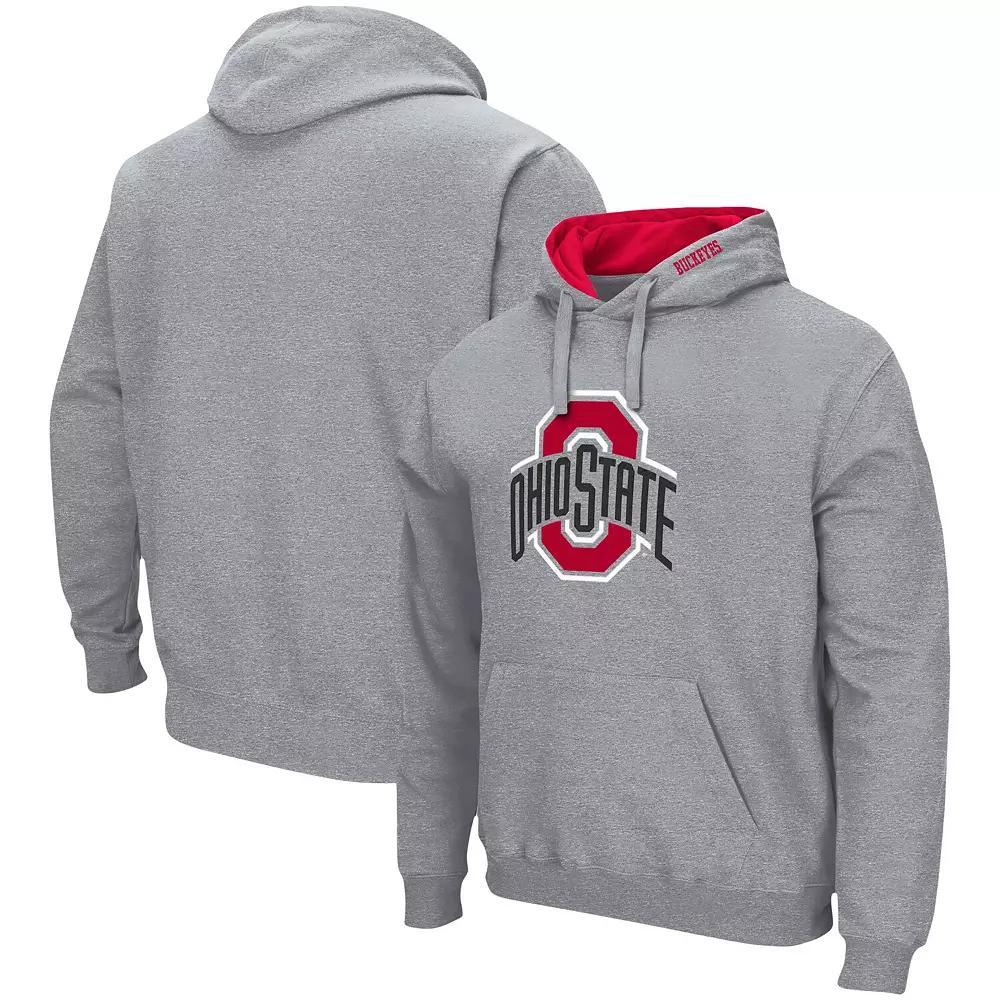 Men's Colosseum Heather Gray Ohio State Buckeyes Arch & Logo 3.0 Pullover Hoodie,  Product Image