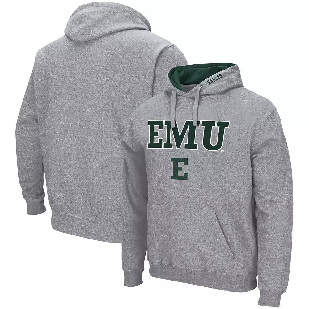 Men's Colosseum Heathered Gray Eastern Michigan Eagles Arch & Logo 3.0 Pullover Hoodie, Size: Medium, Nc2 Grey Product Image