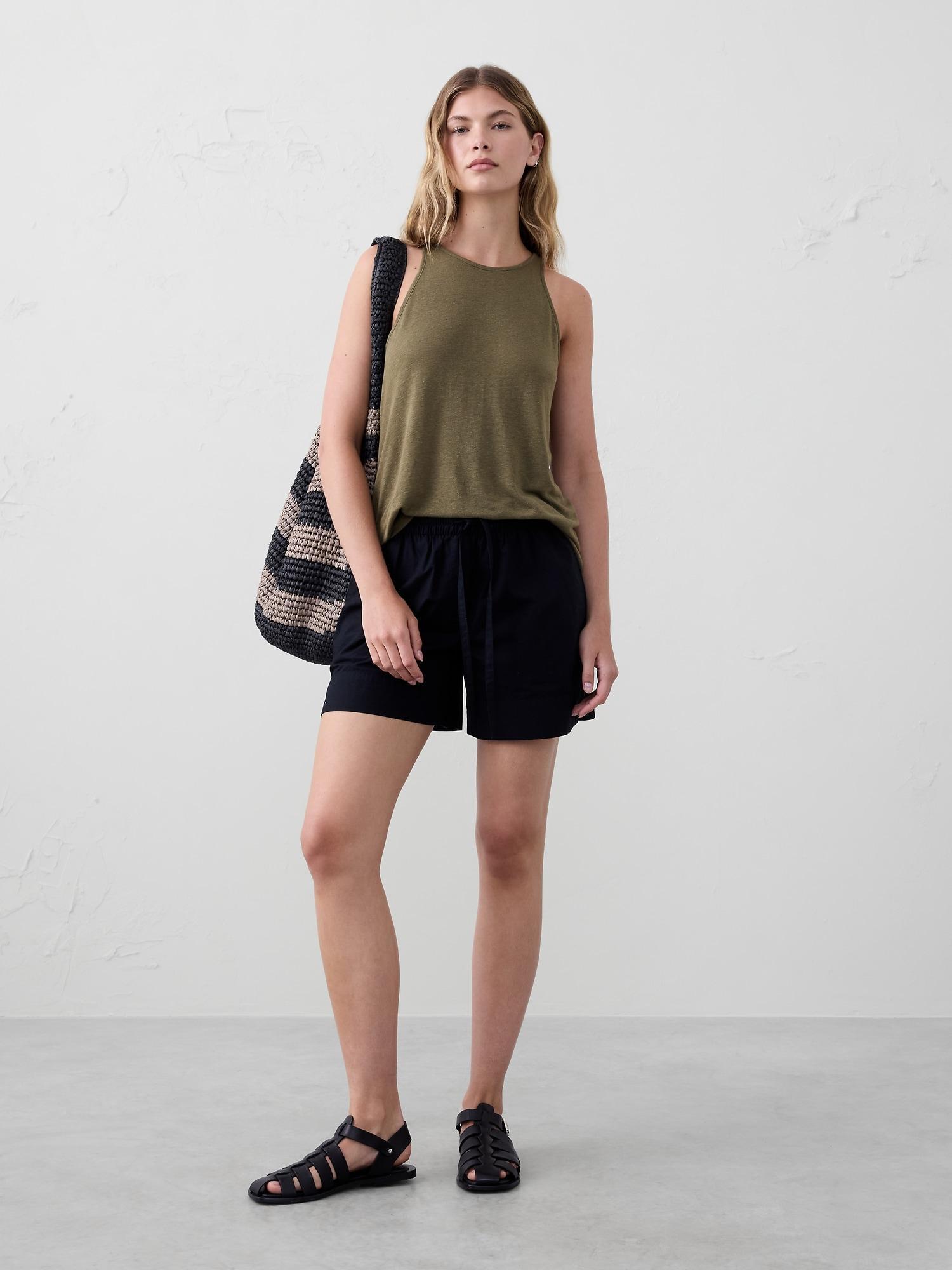 Linen-Blend Racer-Back Tank Product Image