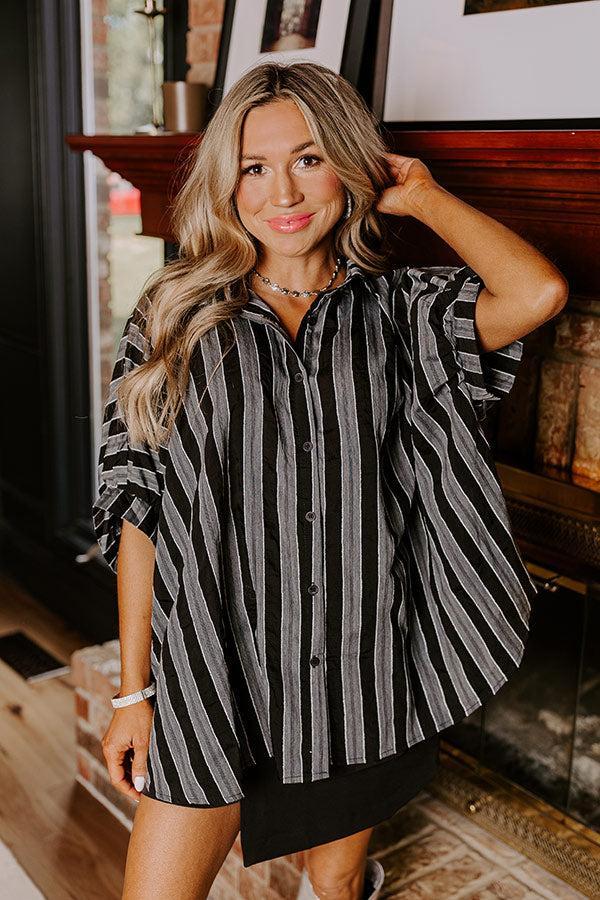 Pumpkin Spice Cutie Oversized Button Up in Black Product Image