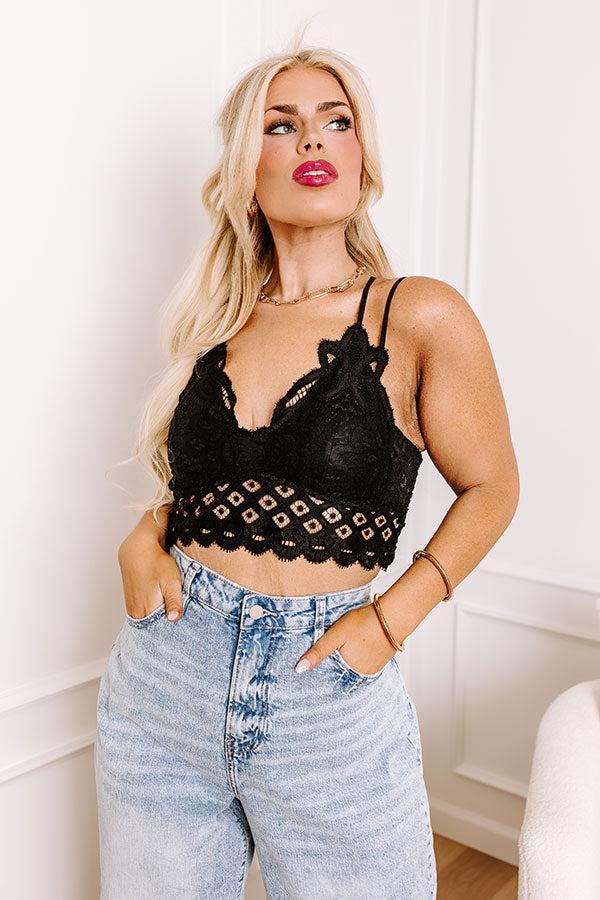 Writing Love Notes Crochet Bralette In Black Curves Product Image