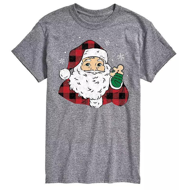 Men's Vintage Santa Plaid Cookie Graphic Tee,  Product Image