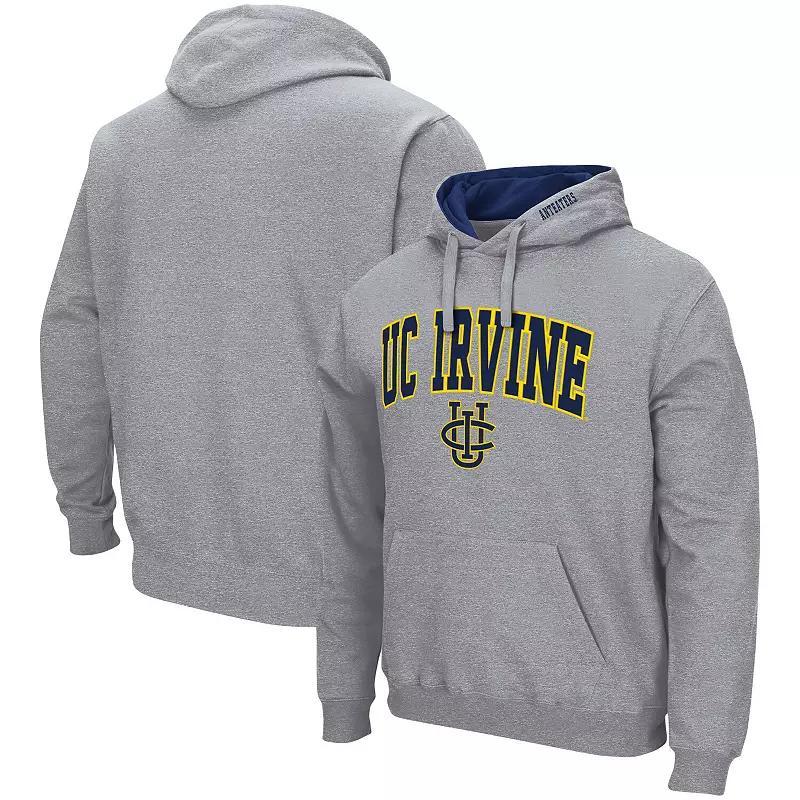 Men's Colosseum Heathered Gray UC Irvine Anteaters Arch and Logo Pullover Hoodie,  Product Image