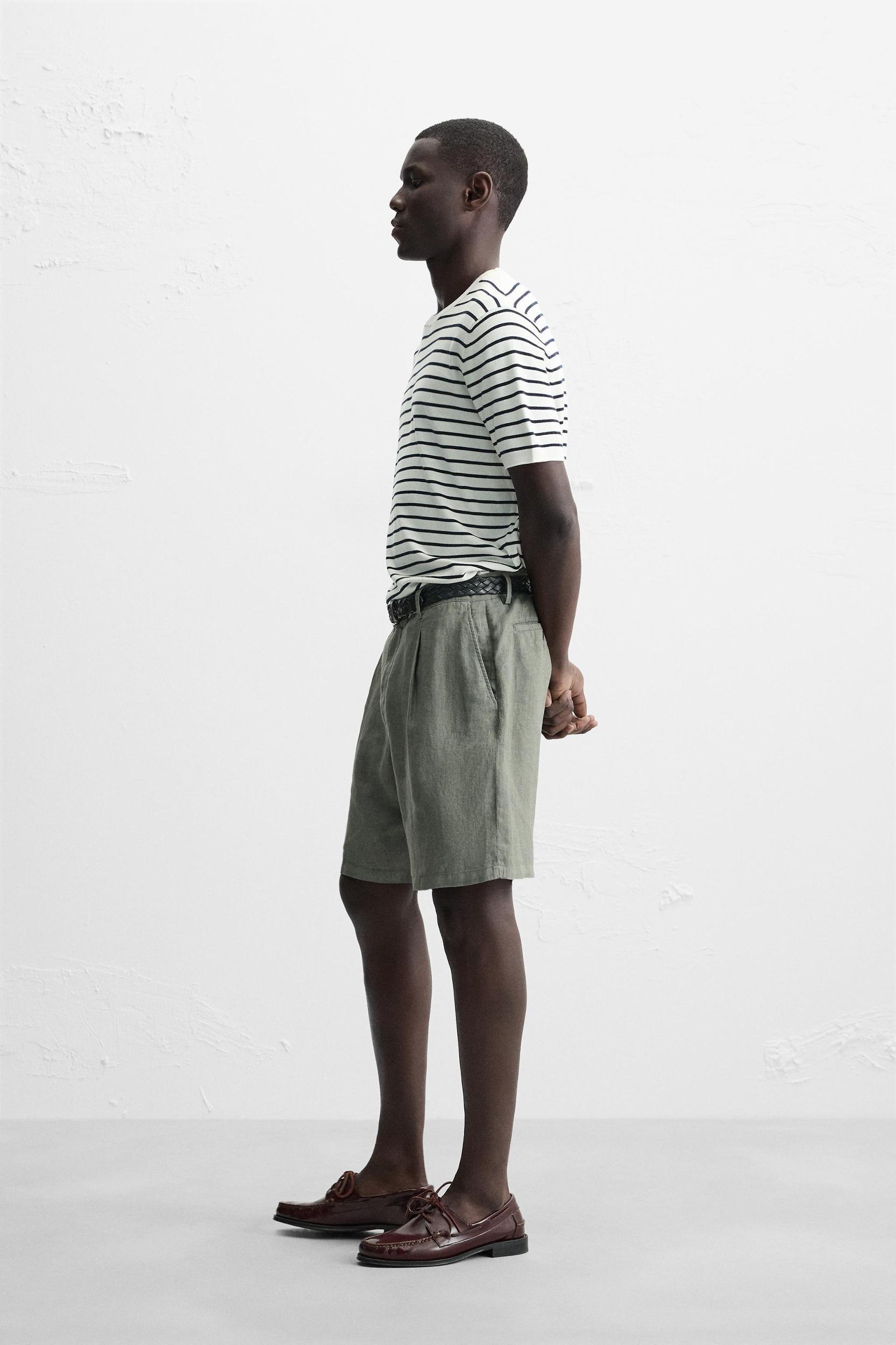 100% LINEN PLEATED SHORTS Product Image