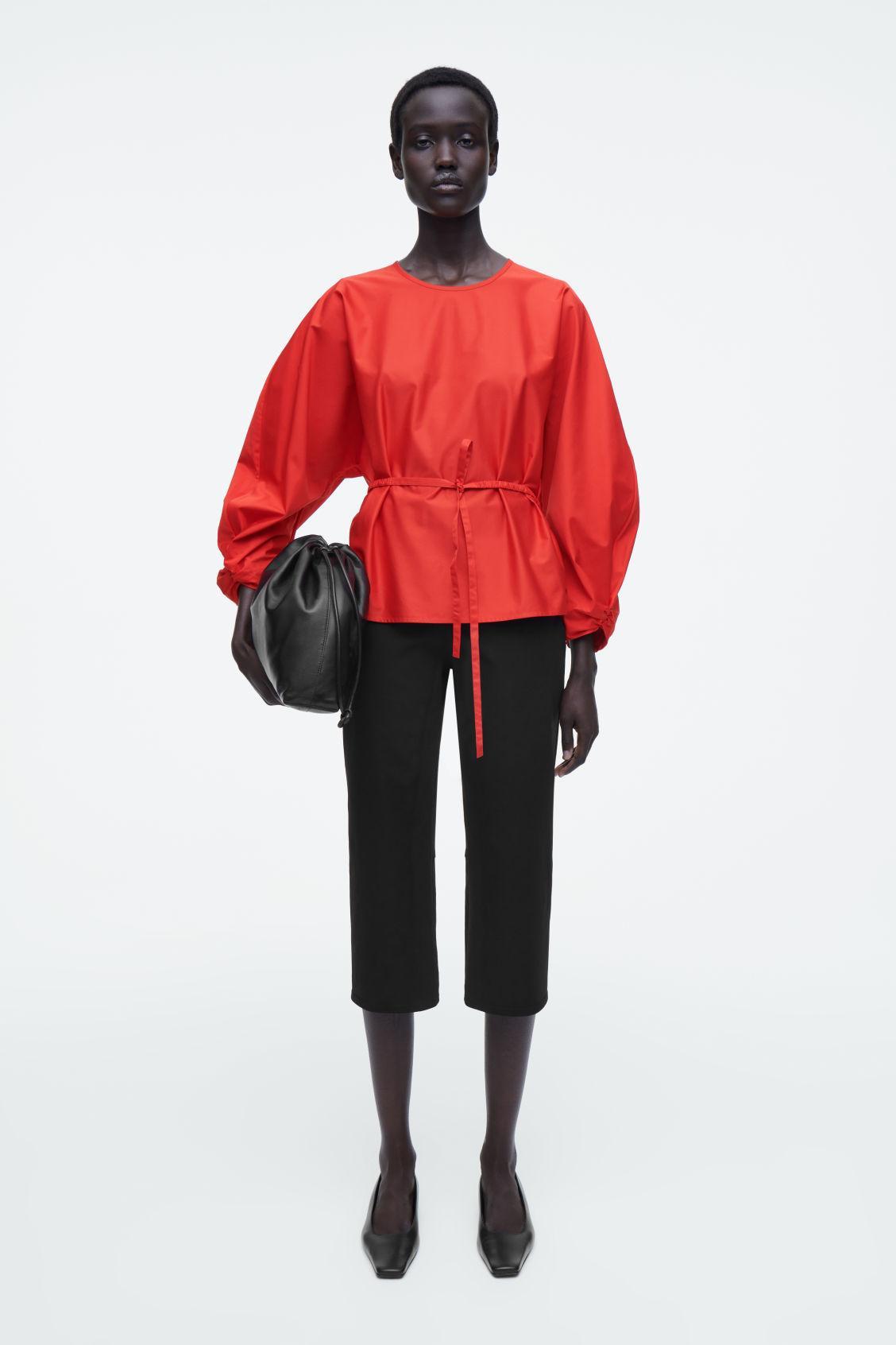 DRAWSTRING PEPLUM BLOUSE Product Image