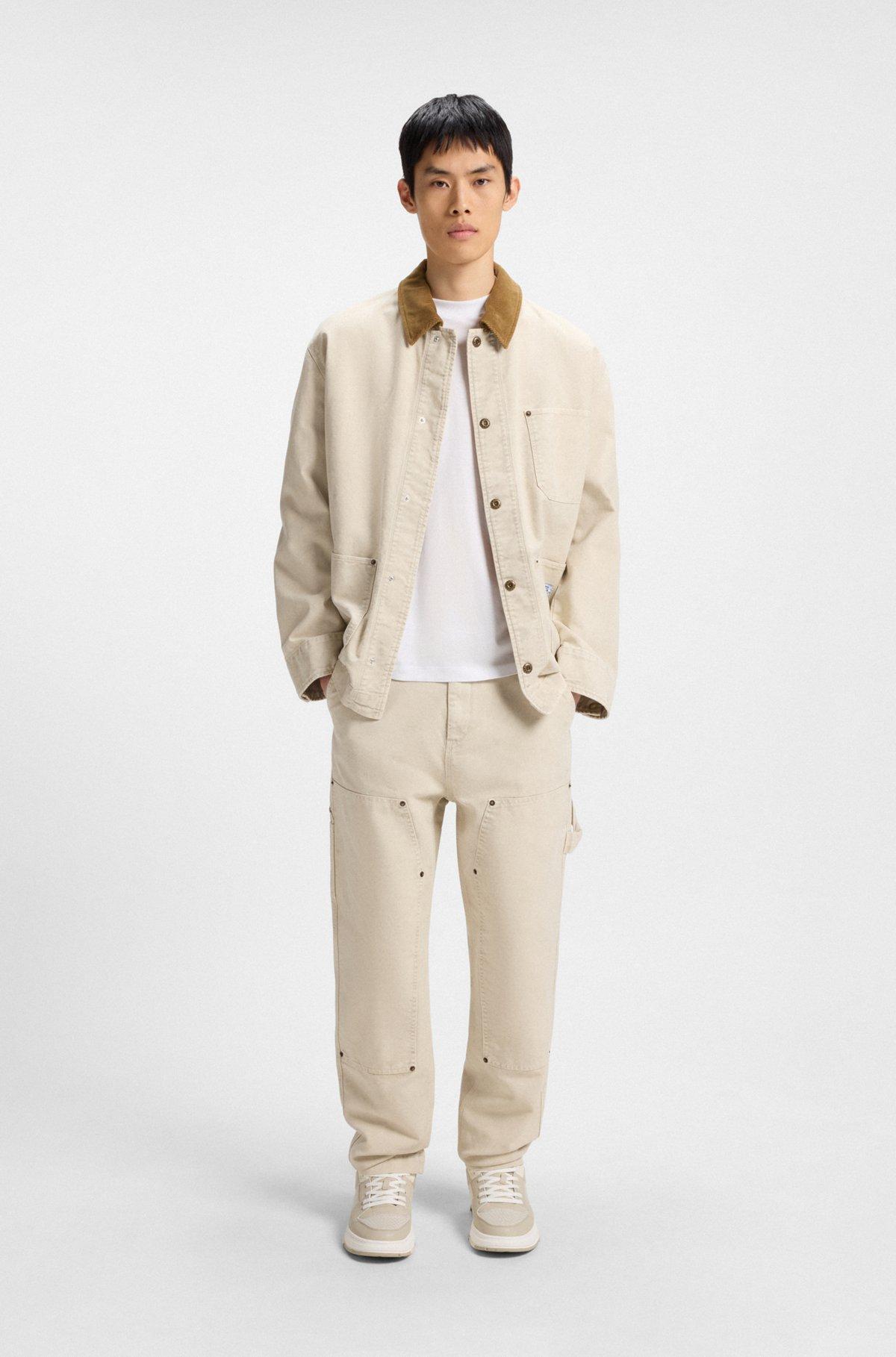 HUGO - Cotton jersey T-shirt with mixed-print monogram graphics - White Product Image