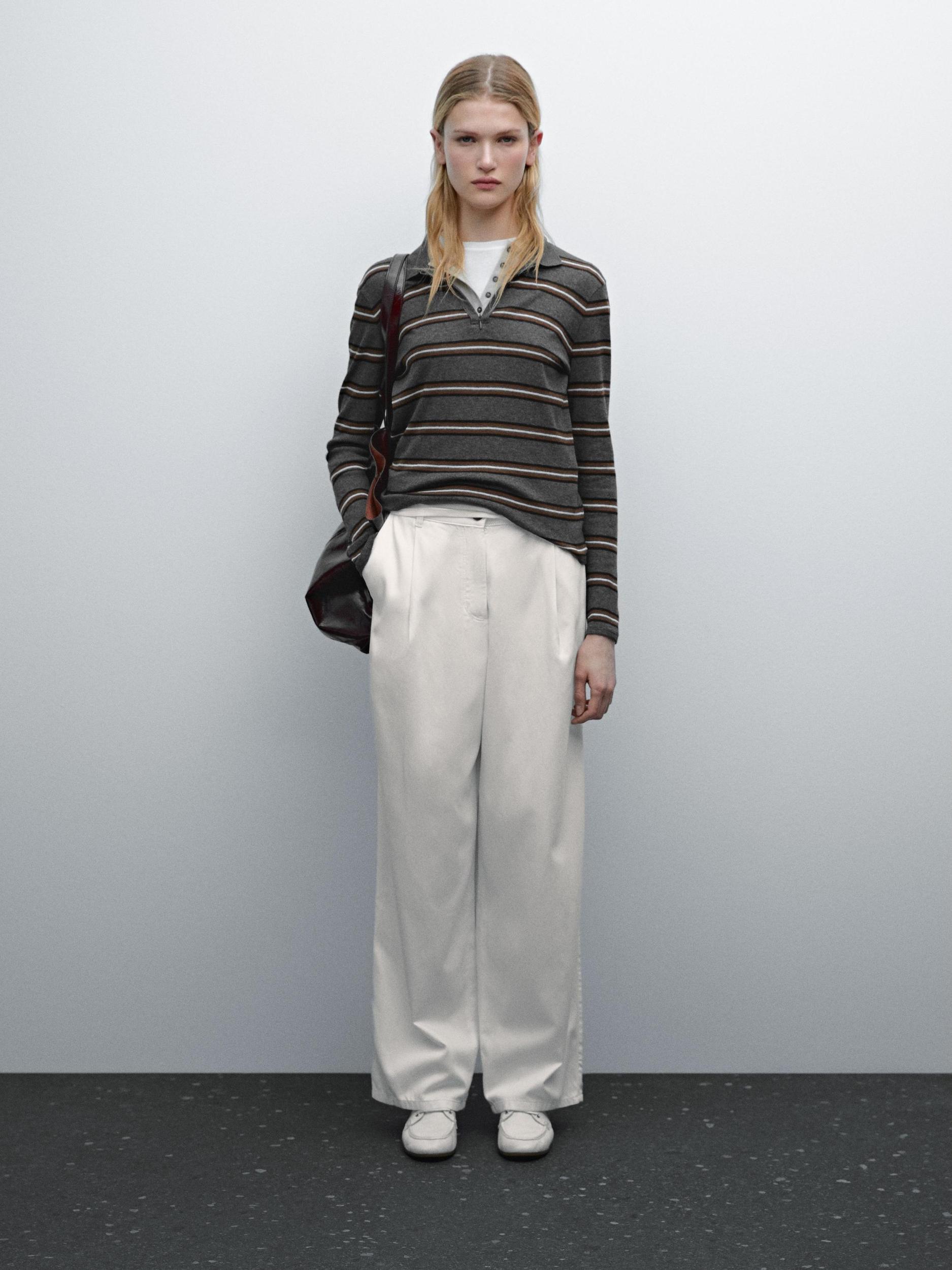 Flowing cotton blend trousers Product Image