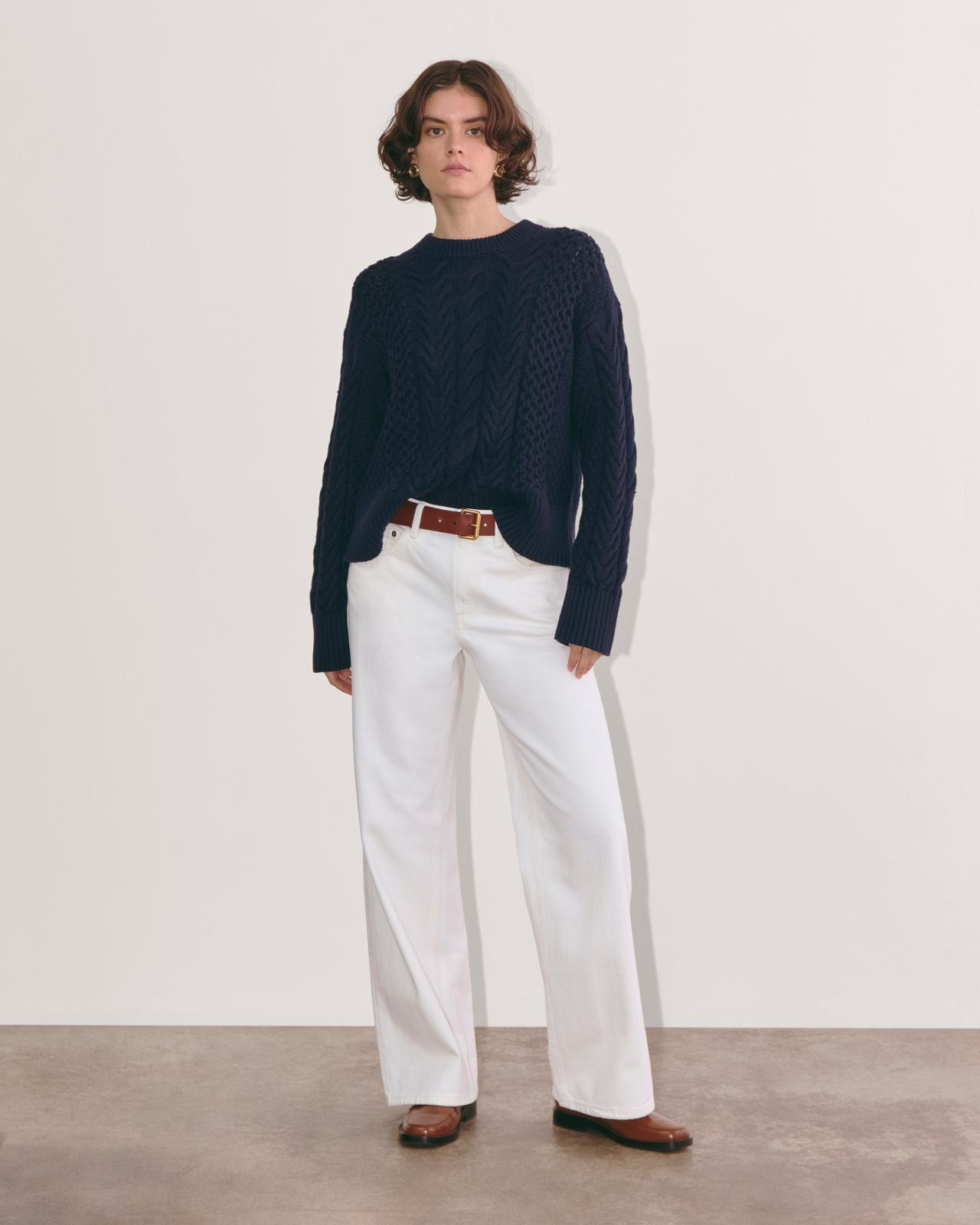 Womens Cable Sweater in Everyday Cotton by Everlane Product Image