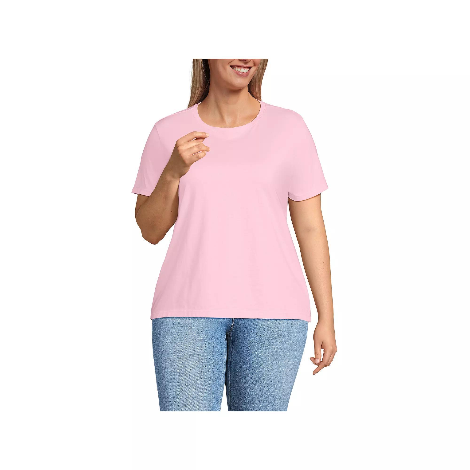 Plus Size Lands' End Relaxed Supima Cotton Crewneck Tee, Women's, Size: 1XL, Pale Yellow Product Image