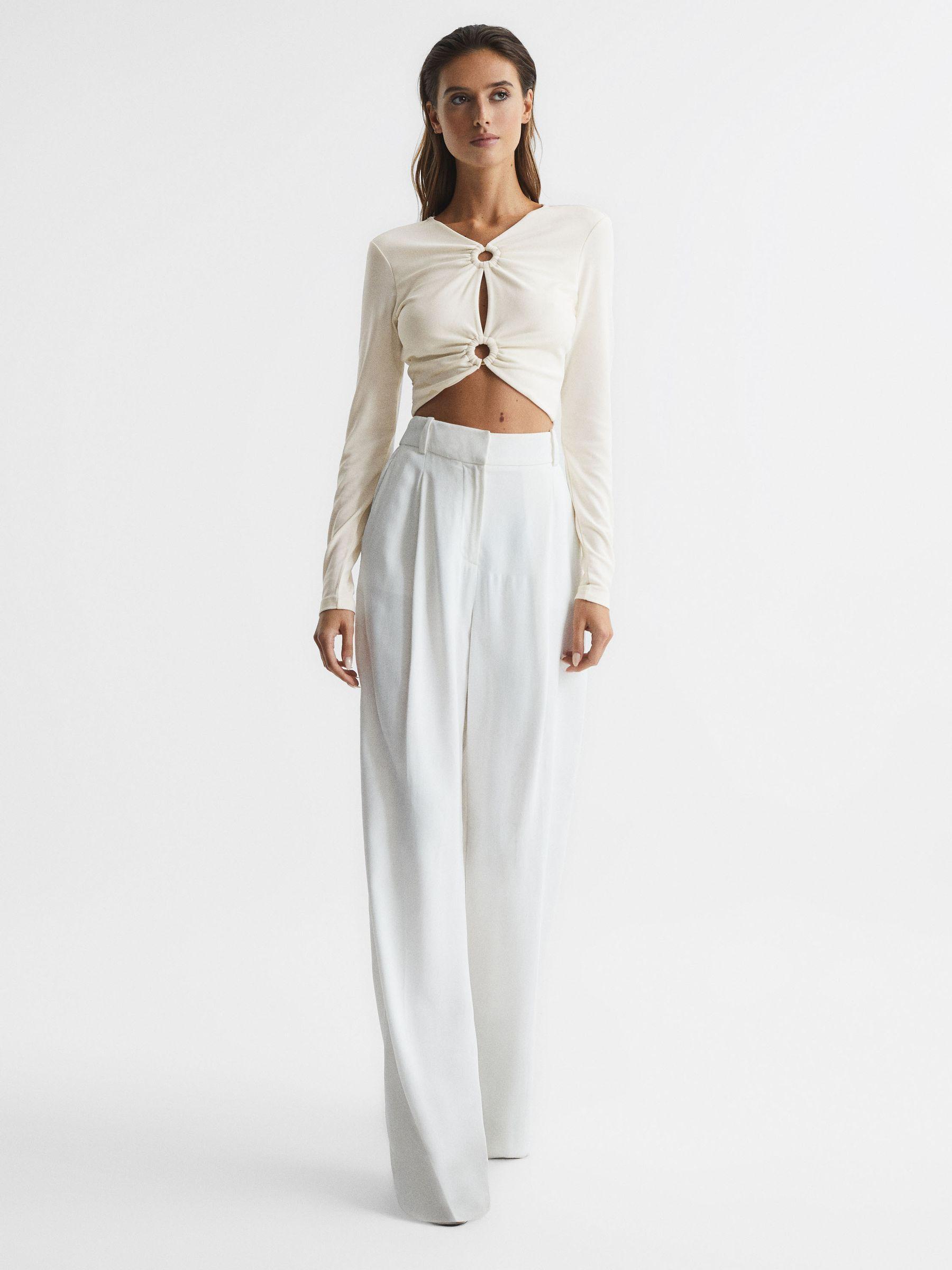 Ring Front Crop Top in Cream Product Image