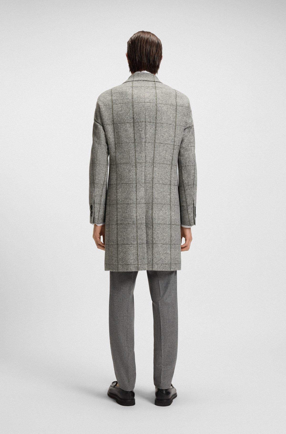 Slim-fit coat with plain check Product Image