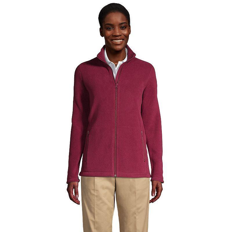 Women's Lands' End Full-Zip Long Sleeve Fleece Jacket, Size: Small, Green Product Image