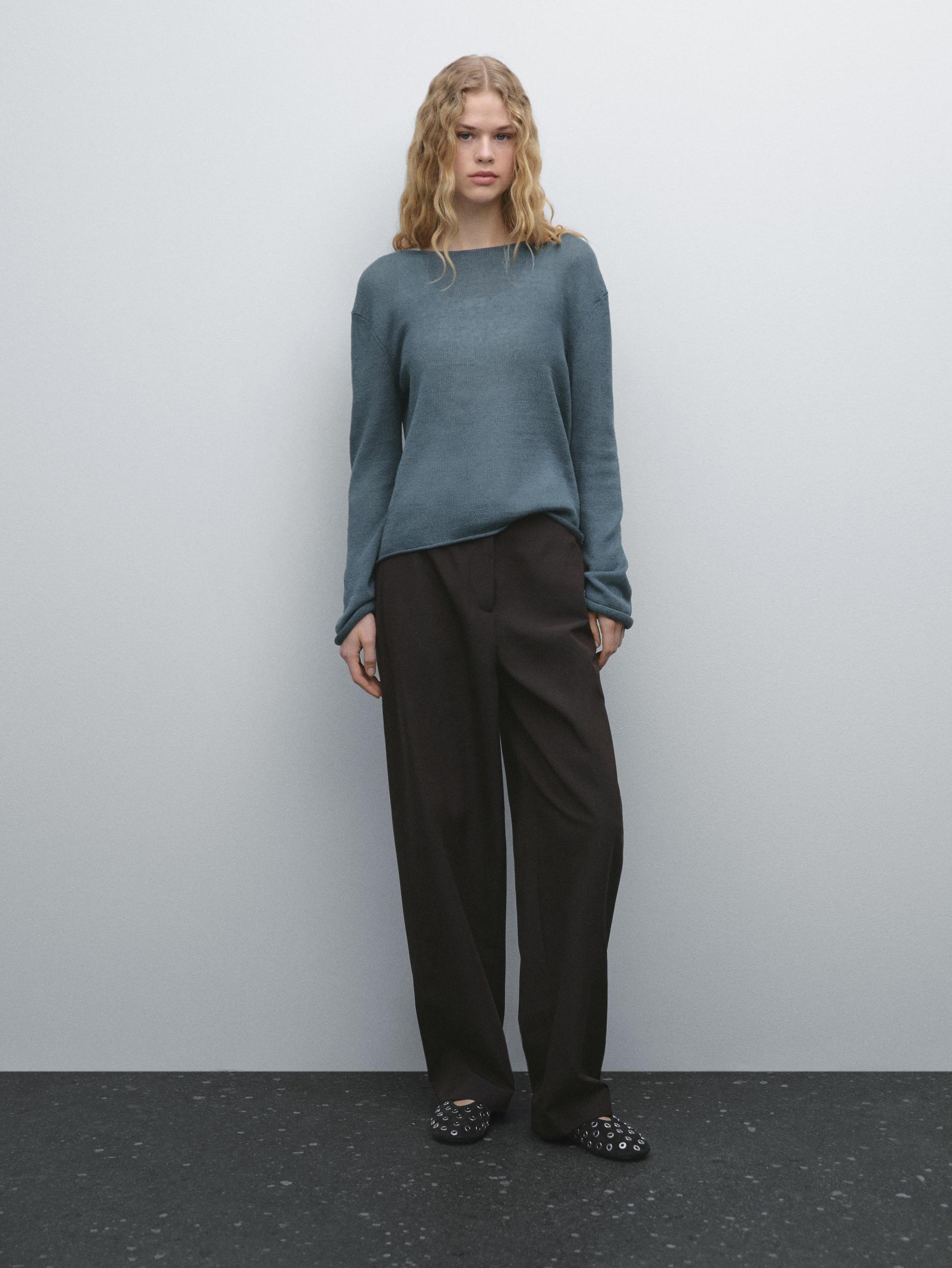Openwork knitted jumper linen blend Product Image