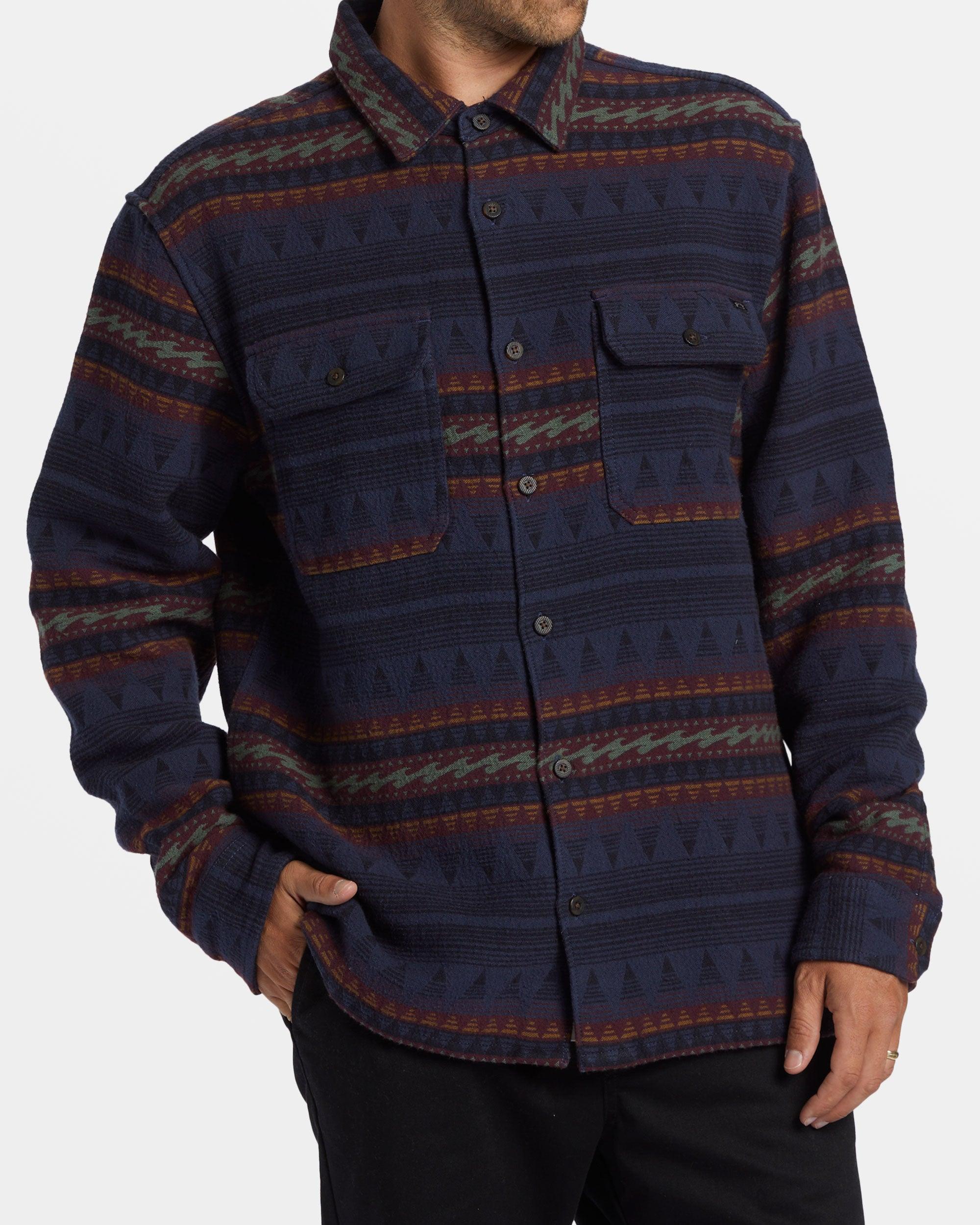 Offshore Jacquard Flannel Long Sleeve Shirt - Dusty Navy Male Product Image