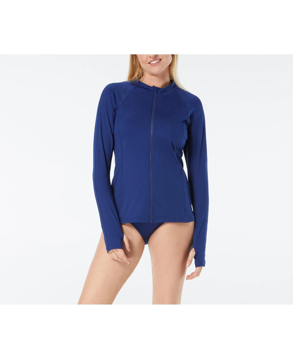 Gabar Womens Missy Solids Long Sleeve Swim Shirt Product Image