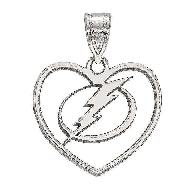 LogoArt Sterling Silver Tampa Bay Lightning Heart Pendant, Womens Product Image