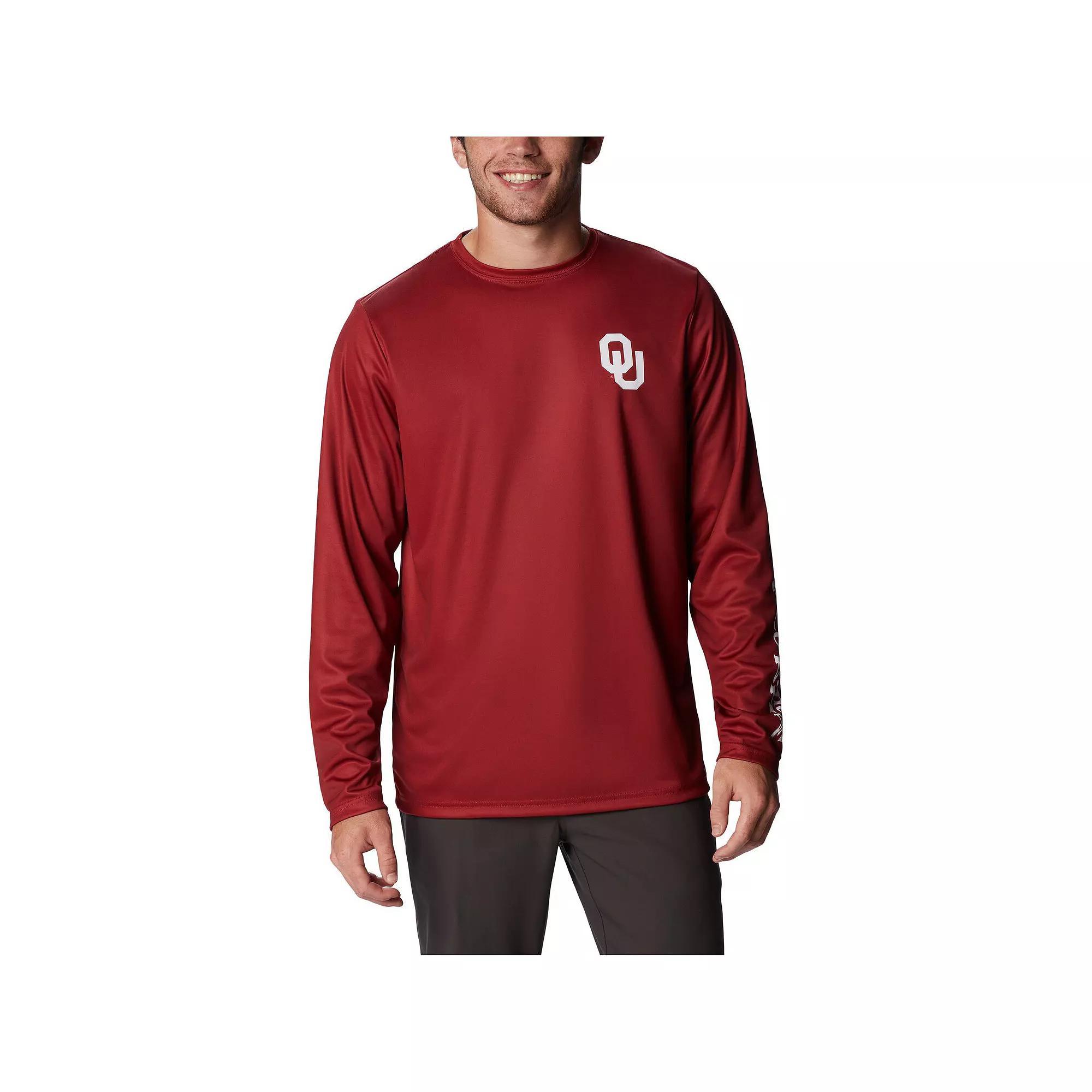 Men's Columbia Crimson Oklahoma Sooners Terminal Tackle Omni-Shade Raglan Long Sleeve T-Shirt, Size: 2XL, Red Product Image