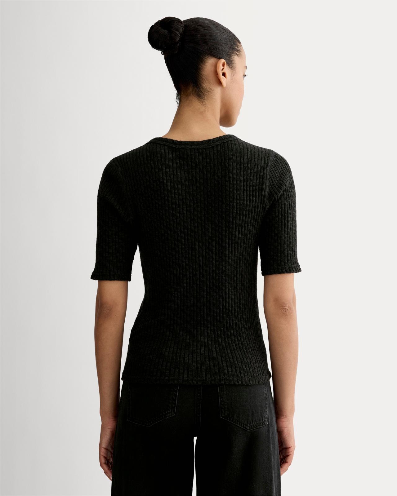 The Rib-Knit Short-Sleeve Henley Product Image