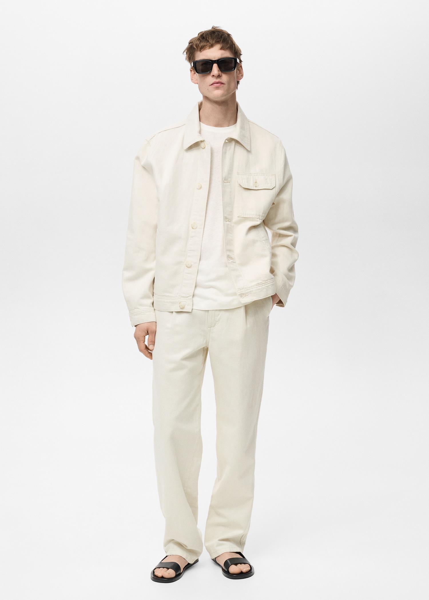 Linen-blend jacket with pockets - Men | MANGO USA Product Image