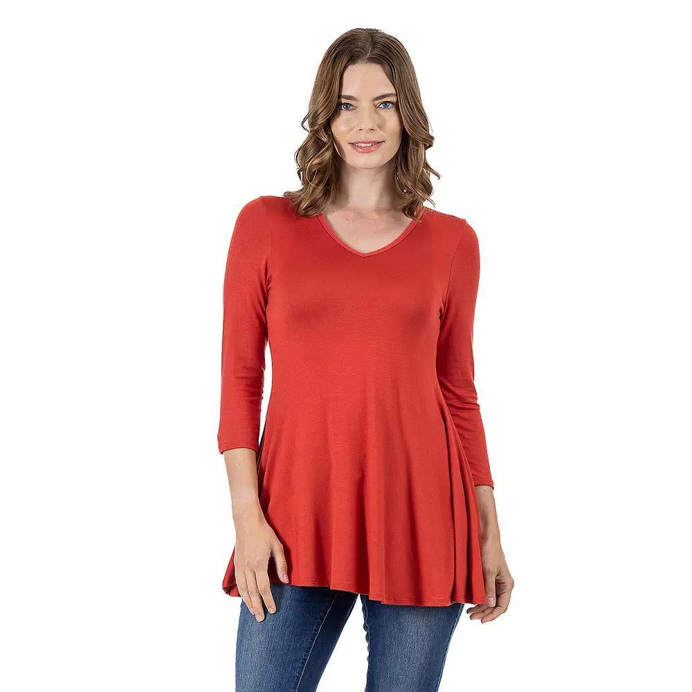 Women's 24Seven Comfort Apparel V Neck Tunic Top, Size: XL, Penny Product Image